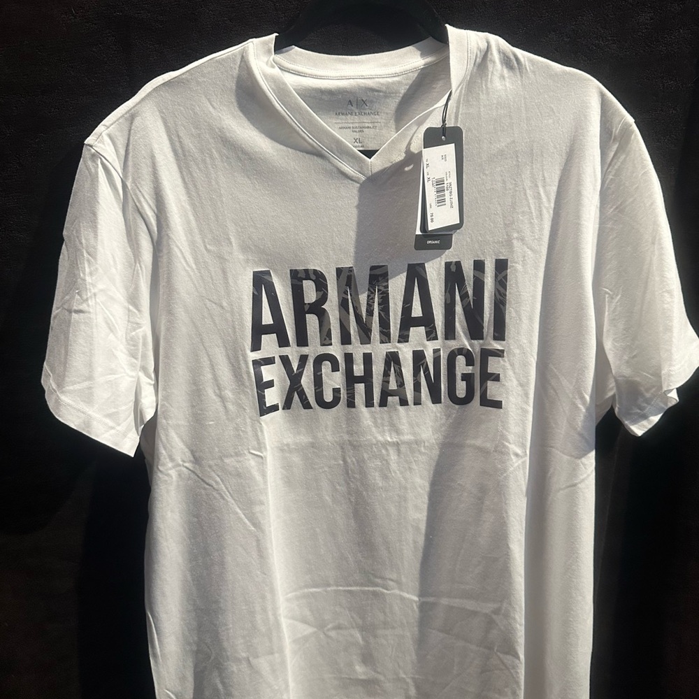 Armani Exchange Designer Vneck White T-Shirt